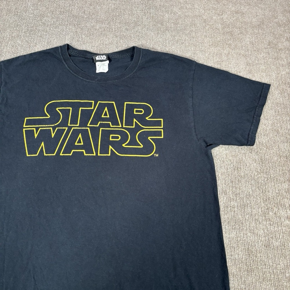 Star Wars T Shirt Mens Medium Short Sleeve‎ Black Logo Faded Y2K